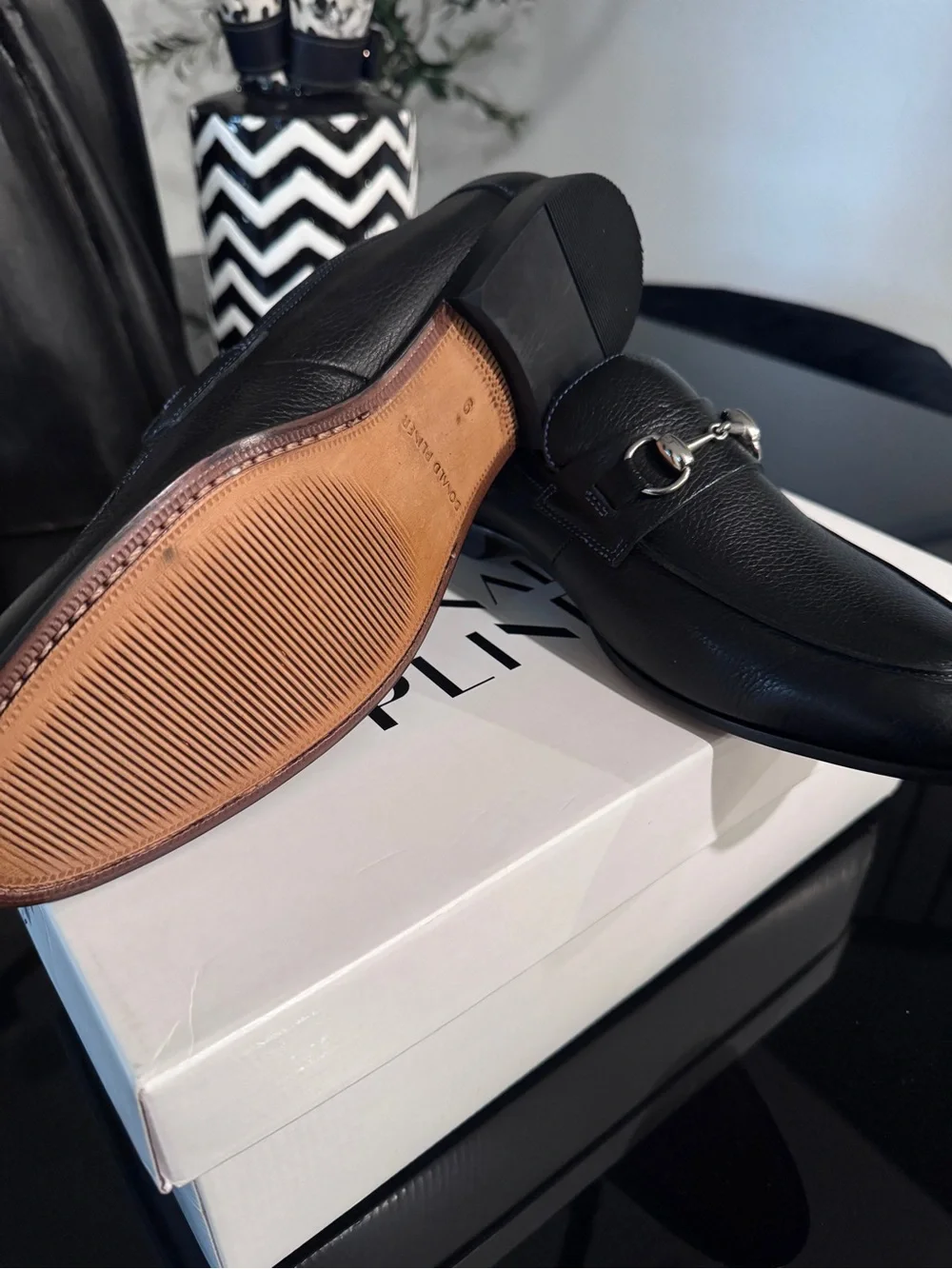 Donald Pliner Black Leather Men's Bit Loafers